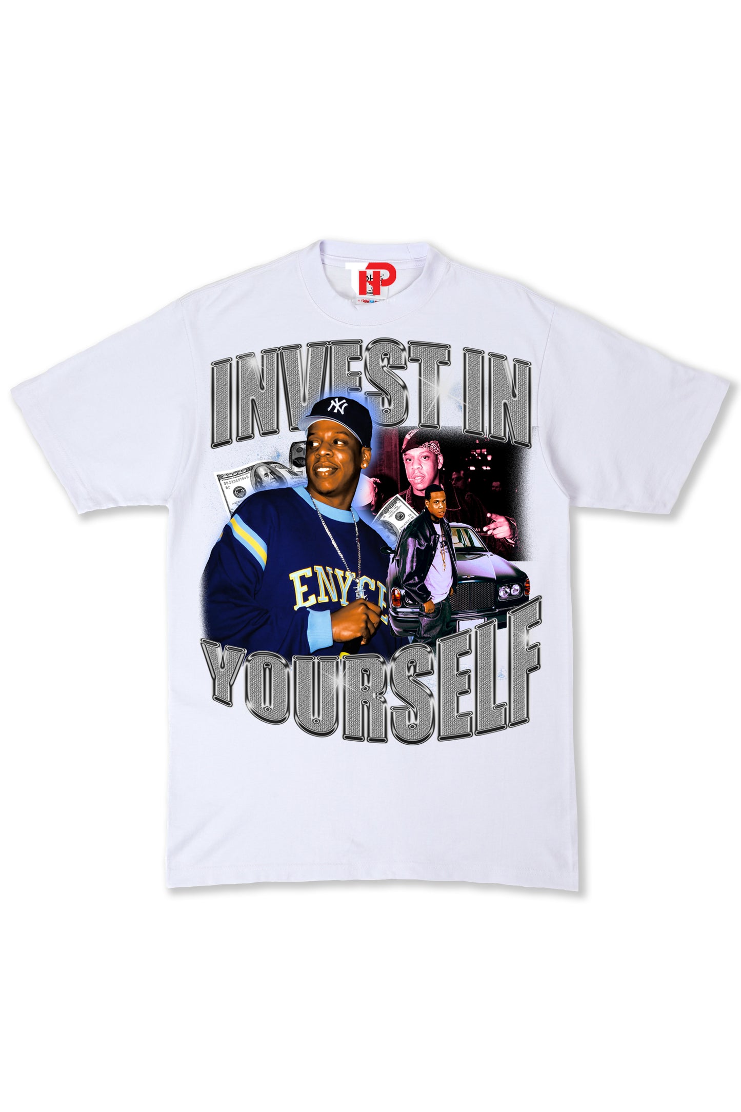 Hustler White Hov Invest in Yourself tee